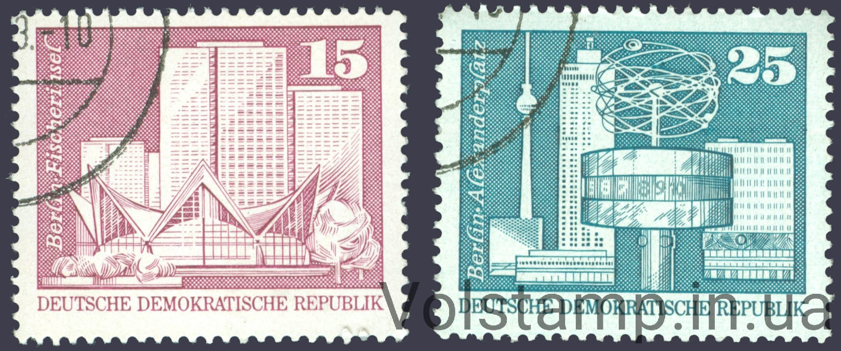 ГДР Серия марок (Строительство в ГДР) Гашеные 1973 ГДР Серия марок (Строительство в ГДР) Гашеные №1853-1854