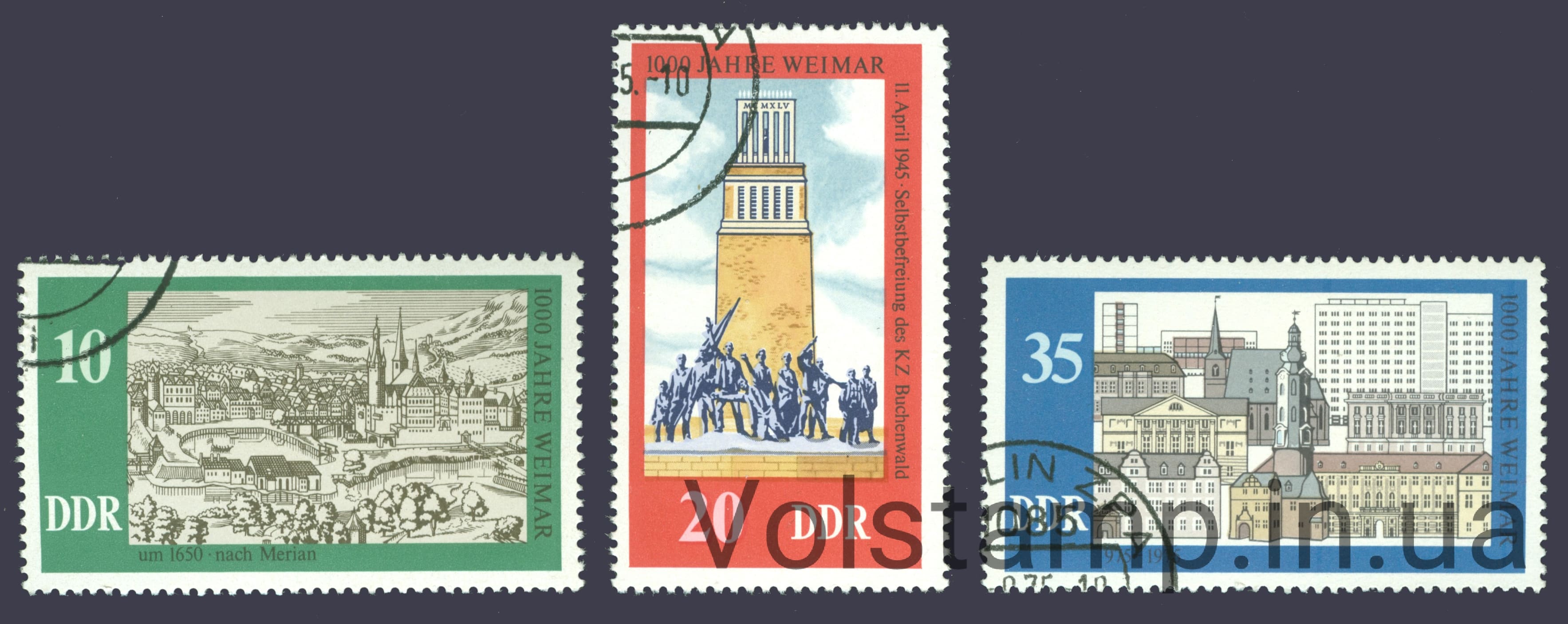 НДР Серія марок (1000 років Веймару) Гашені 1975 НДР Серія марок (1000 років Веймару) Гашені №2086-2088