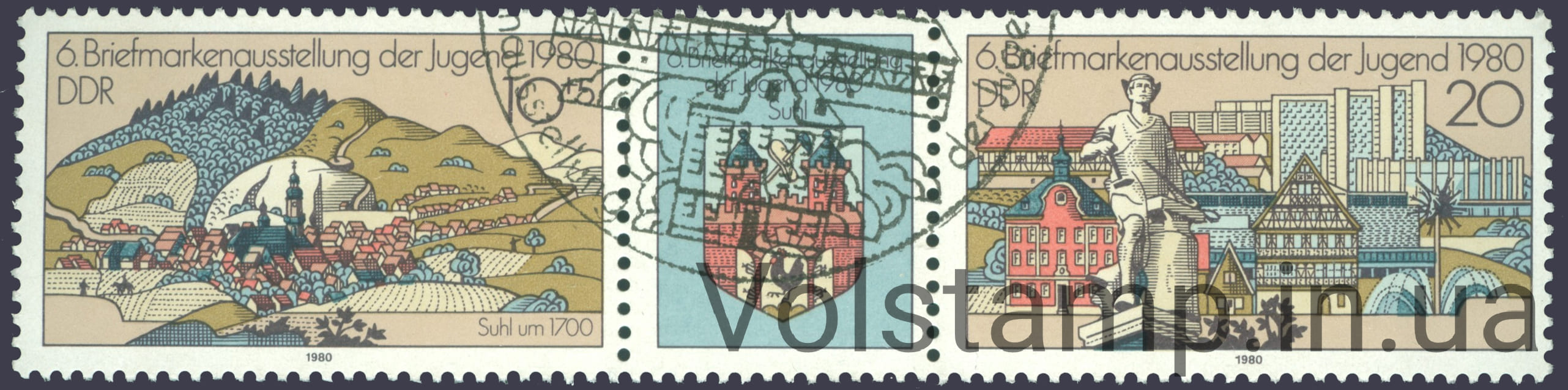 Сцепка (Выставка молодежи, Zella-Mehlis) Гашеная 1980 ГДР Сцепка (Выставка молодежи, Zella-Mehlis) Гашеная №2532-2533