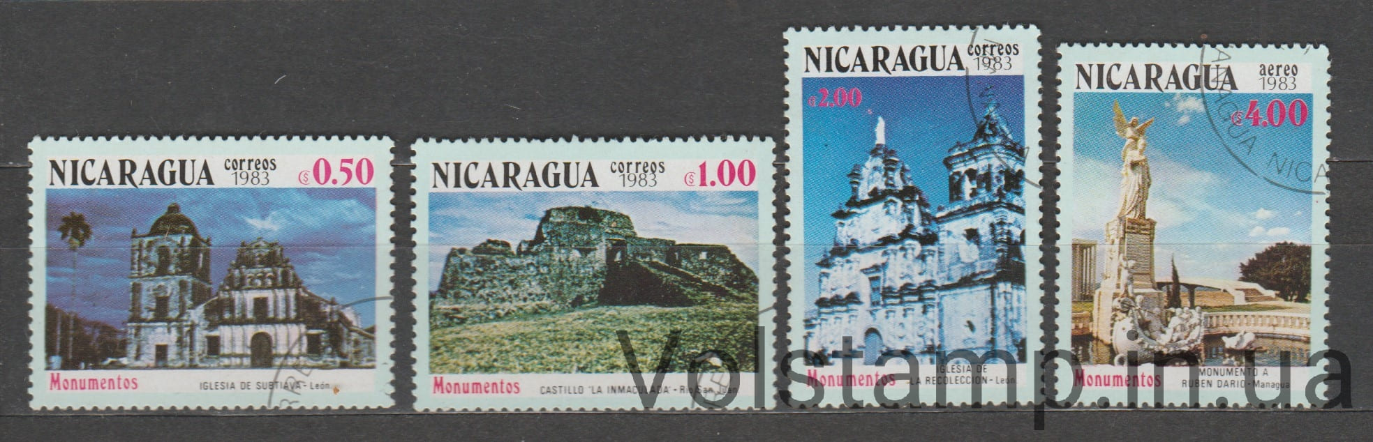 1983 Nicaragua Stamp series (Architecture, monuments and churches) Used №2383-2386