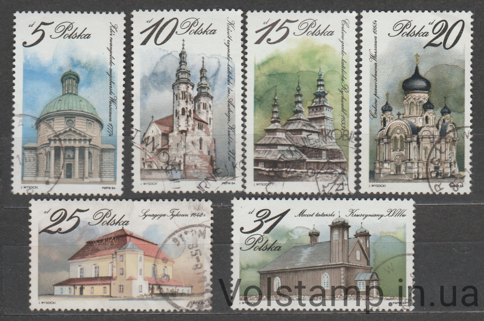 Poland Stamp series (Architecture, religious buildings) Used №2954-2959 1984 Poland Stamp series (Architecture, religious buildings) Used №2954-2959