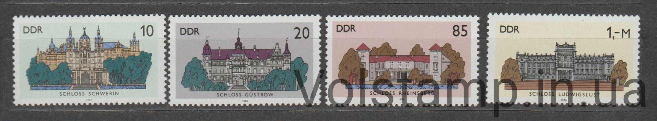 ГДР Серия марок (Архитектура, замки) MNH №3032-3035 1986 ГДР Серия марок (Архитектура, замки) MNH №3032-3035