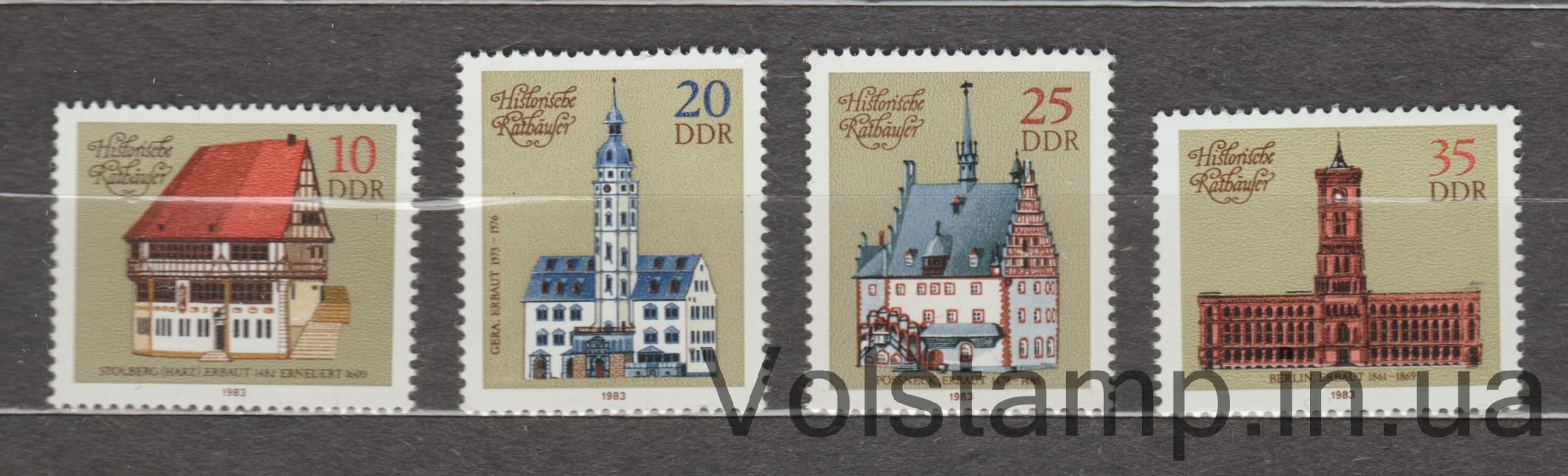 НДР Серія марок (Історичні ратуші) MNH №2775-2778 1983 НДР Серія марок (Історичні ратуші) MNH №2775-2778