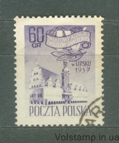 1957 Польща Марка (Ратуша, Лейпциг) Гашена №1028