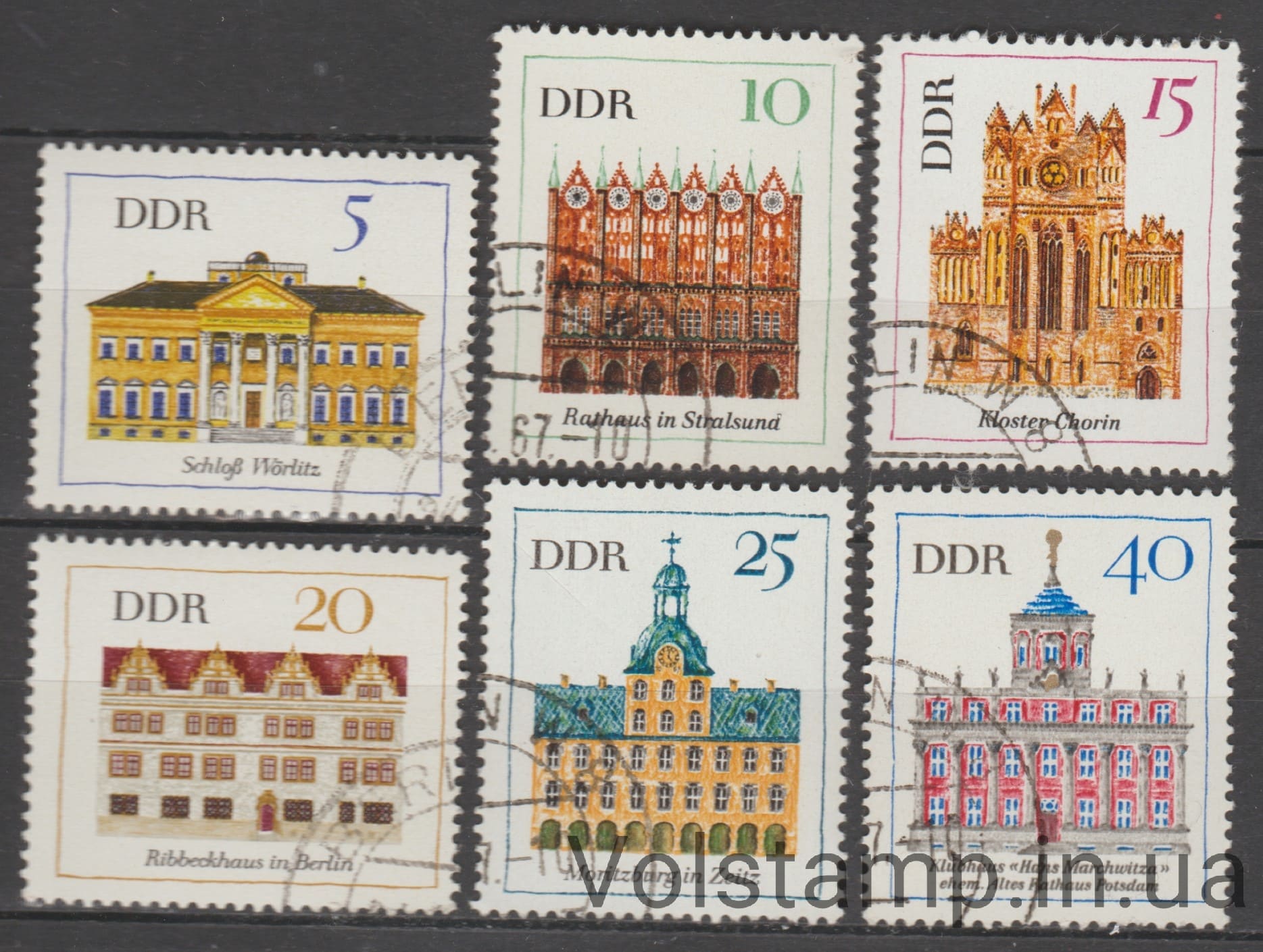 GDR Stamp Series (Important Buildings) Used №1245-1250 1967 GDR Stamp Series (Important Buildings) Used №1245-1250