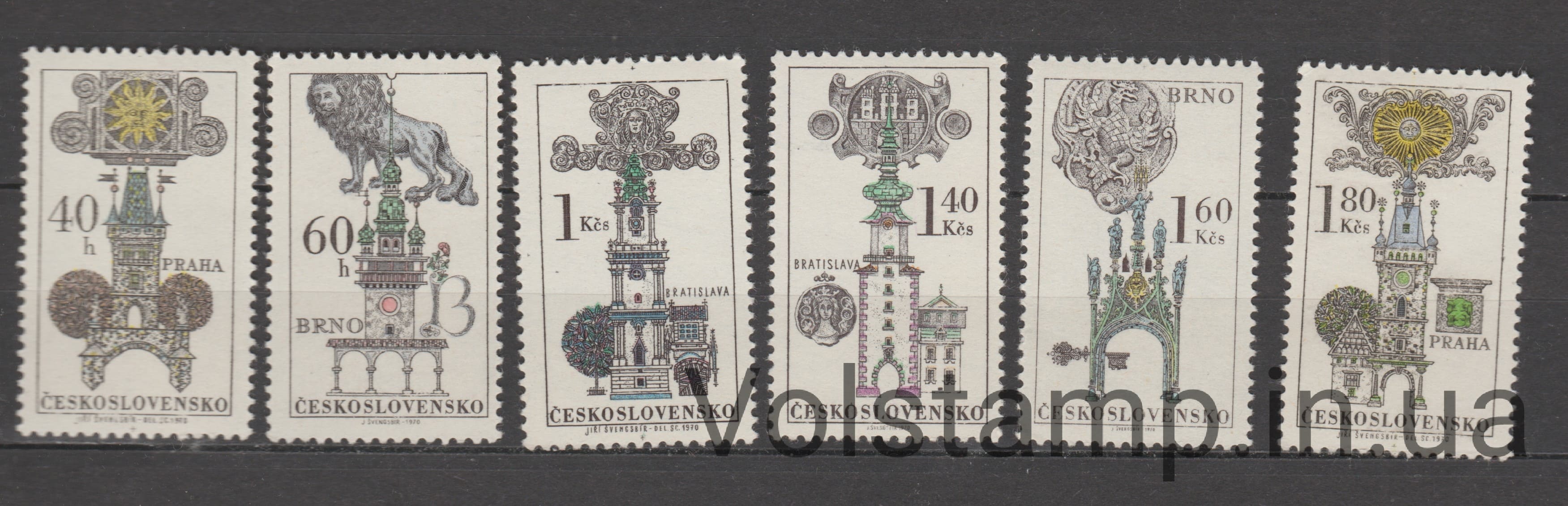 Чехословакия Серия марок (Вывески и порталы домов) MNH №1952-1957 1970 Чехословакия Серия марок (Вывески и порталы домов) MNH №1952-1957