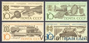 1990 серия марок Музыкальные инструменты народов СССР №6182-6185