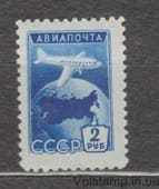 1955 Марка Самолет над земным шаром Горизонтальные соты MNH №1727b