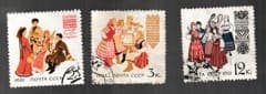 1961 серия марок Костюмы народов СССР - Гашеные №2479-2481