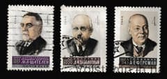 1966 серія марок Вчені нашої Батьківщини Гашена №3252-3254