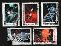 1967 серия марок Космическая фантастика Гашеная №3453-3457